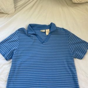 Blue and white striped shirt